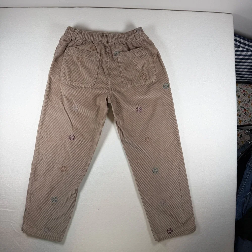 Urban Outfitters Smiley Face Embroidered Corduroy Pants Tan Small Unisex